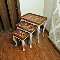 Regal Flower Wooden Nesting Table