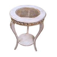 Classic White Cane- French End Table