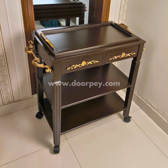Golden Grace Trolley - Removable Tray Top & Two Drawers
