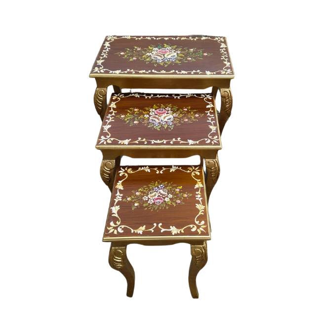 Get premium hand painted wooden nesting tables with cash on delivery only on Doorpey.com Home Delivery available across Pakistan