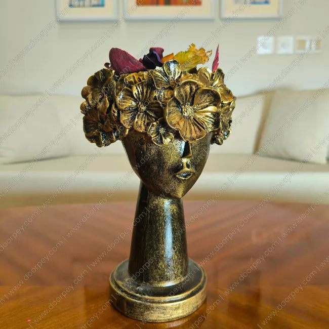 Detailed Aurora Lady Bust resin sculpture with antique bronze finish for elegant home decor styling