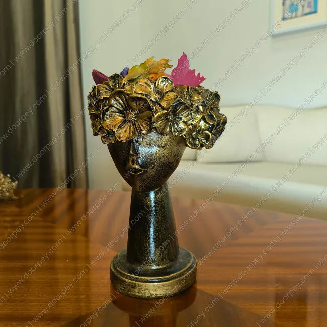 Elegant Aurora Lady Bust decorative resin sculpture with antique bronze finish for luxury home styling