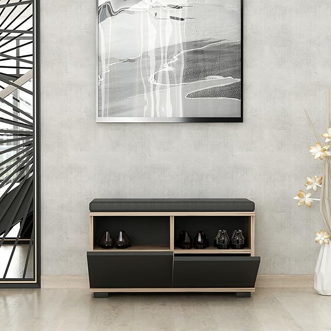 Prism Shelf Shoe Rack with seating functionality and compact design