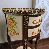 Pink Blossom Round Wooden Table