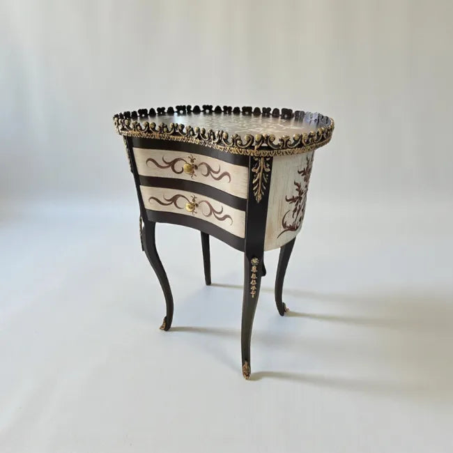 Classic Crest end table with ornamental drawers and classic finish