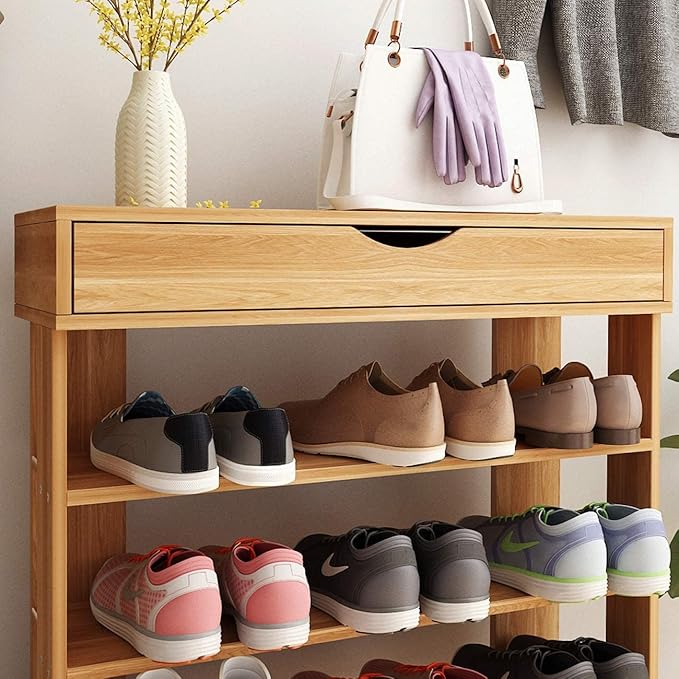 Compact Step Stacker Shoe Rack with sleek design and storage drawer