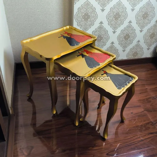 Golden Sufi Wooden Nesting Table