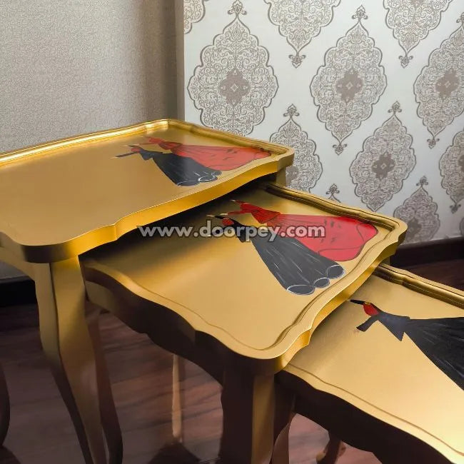 Golden Sufi Wooden Nesting Table
