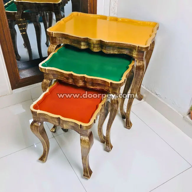 Festival Hues Wooden Nesting Table