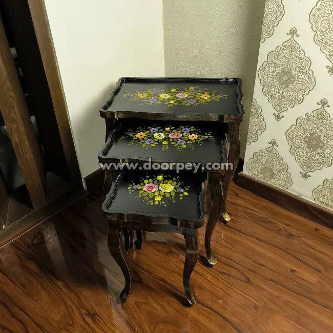 Verona Noir Wooden Nesting Table