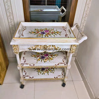 Floral Grace Trolley - Removable Tray Top & Drawer
