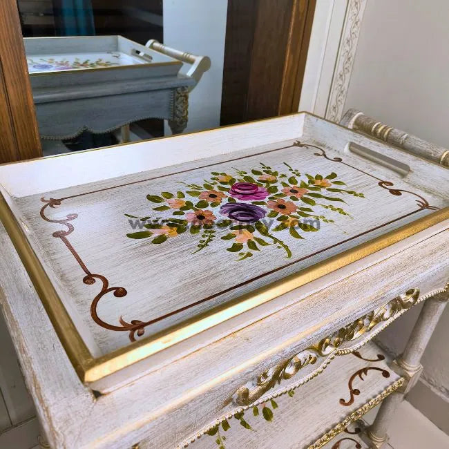Floral Grace Trolley - Removable Tray Top & Drawer
