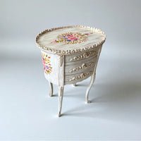 Floral Heirloom side table showing hand-painted floral artwork and ornate detailing
