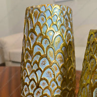 Elegant Golden Scale decorative resin vase set with a unique scaled texture for sophisticated home decor styling