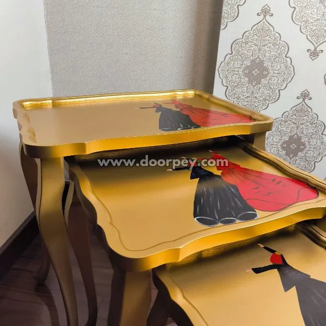 Golden Sufi Wooden Nesting Table