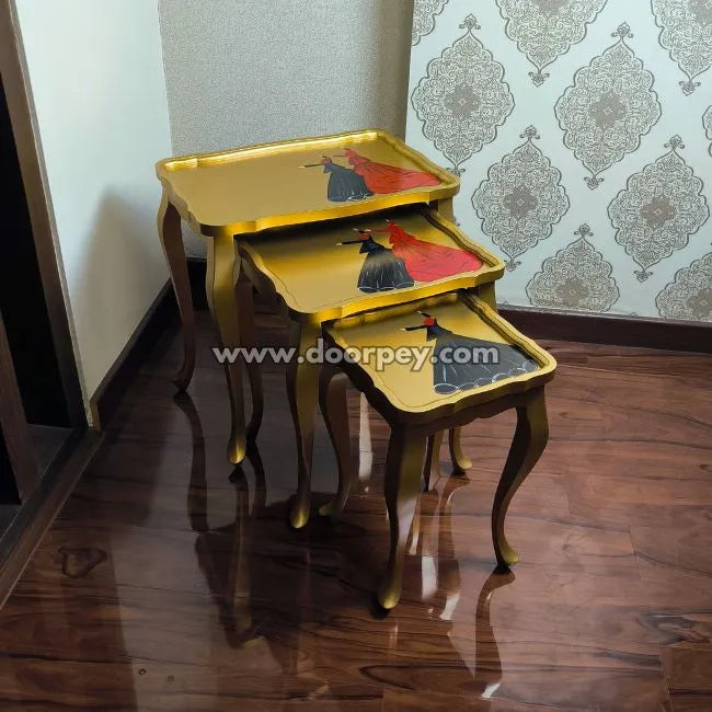 Golden Sufi Wooden Nesting Table