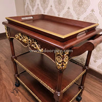 Harrington Wooden Trolley - Removable Tray Top & Drawer