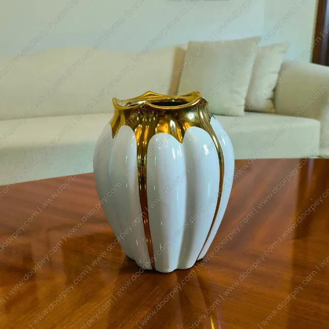 Lotus Gold Ceramic Vase