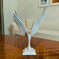 Elegant Majestic Wings Eagle Sculpture with distressed ivory finish for sophisticated home decor styling.