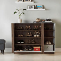 Modern Linear Luxe Shoe Rack with two hinged doors and spacious shelving