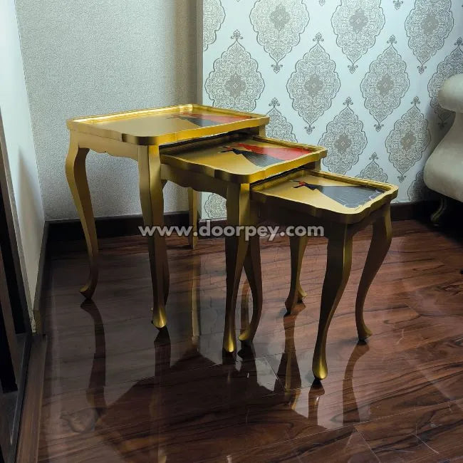 Golden Sufi Wooden Nesting Table