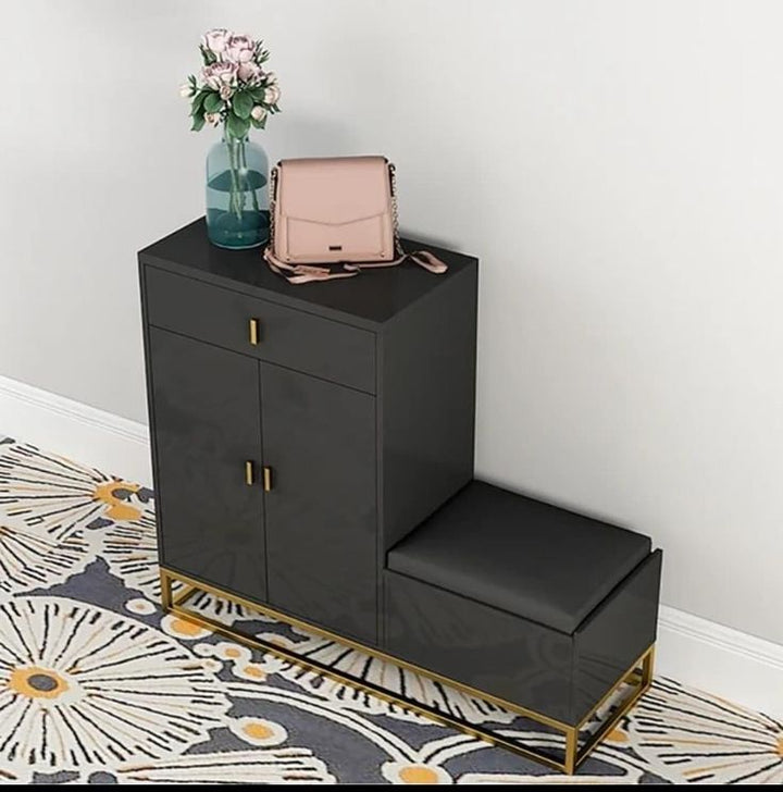 Pure Form Shoe Rack with a bench, hidden compartment, and 4 shelves.