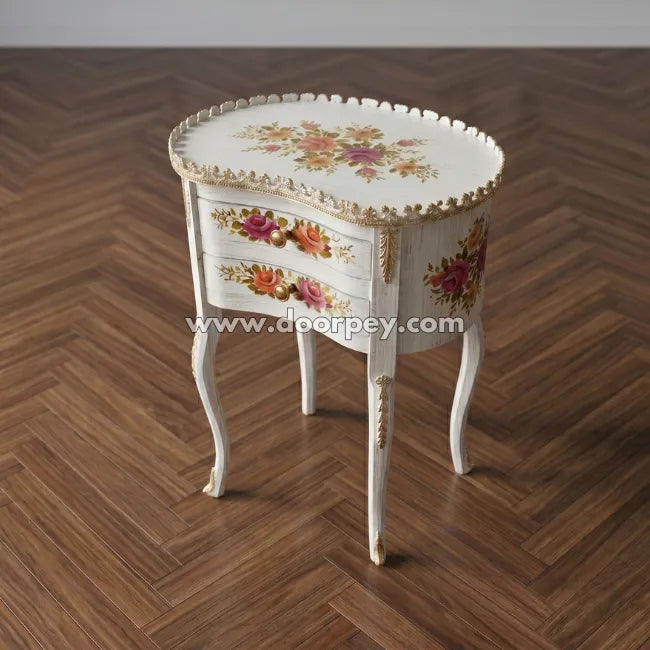 Side profile of a hand painted wooden table