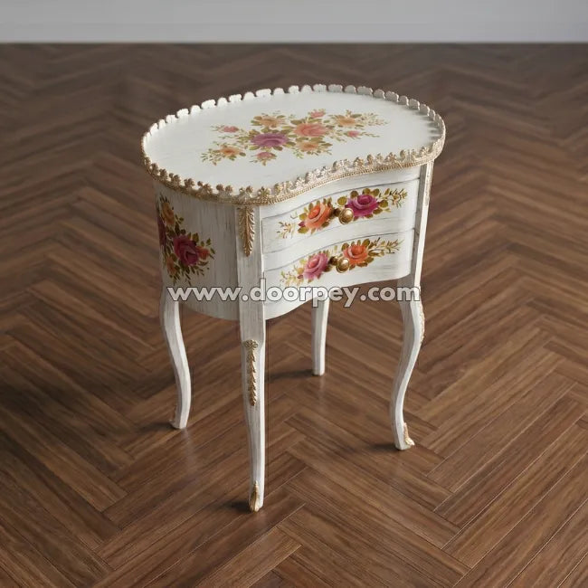Wooden end table in a minimalist room
