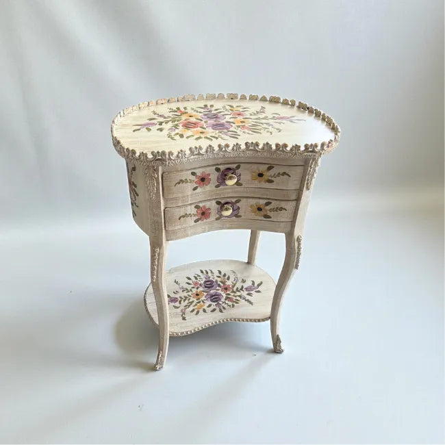 Rosegarden Heritage wooden table styled as a decorative side table in a classic home interior