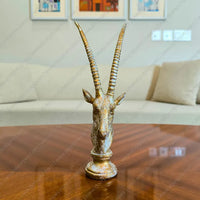 Elegant Royal Savannah Antelope Sculpture with an antique gold finish for sophisticated home decor styling.