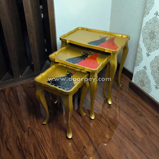 Golden Sufi Wooden Nesting Table