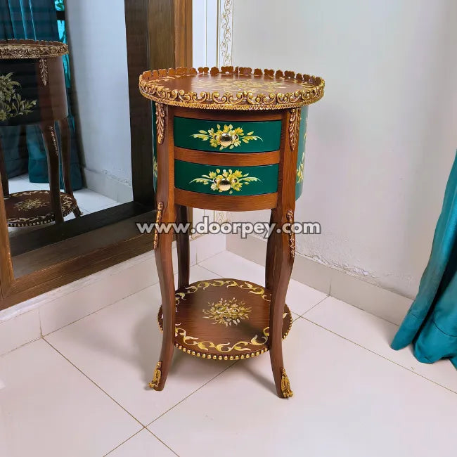 Leafy Green Round Wooden Table