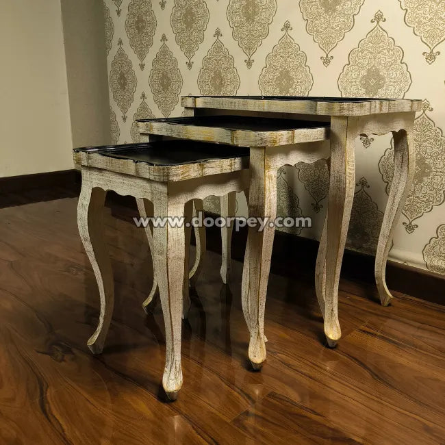 Ivory Shadow Wooden Nesting Table