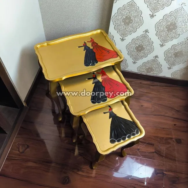 Golden Sufi Wooden Nesting Table