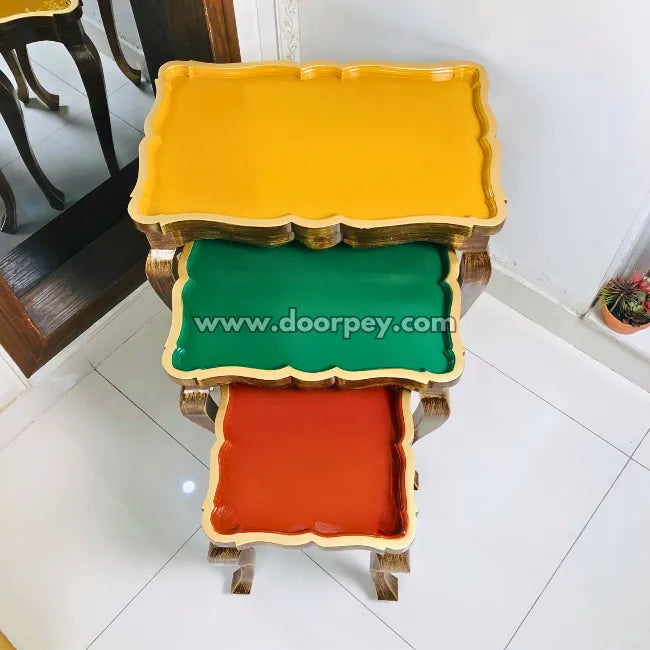 Festival Hues Wooden Nesting Table