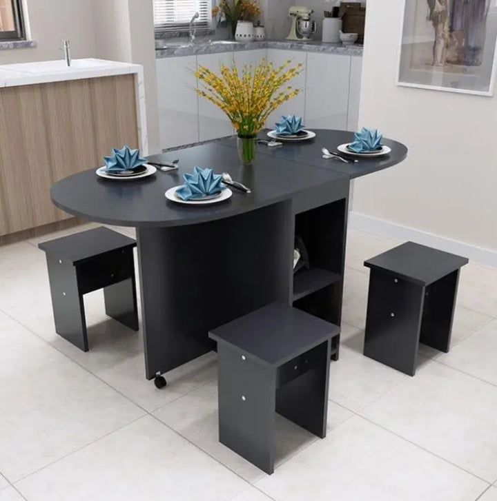 Buy SleekFold Foldable Dining Table and Chairs Set | Space-Saving Family Dining Solution online on doorpey.com Get other furniture and home decor items delivered to your door. Cash on delivery and nation-wide delivery available
