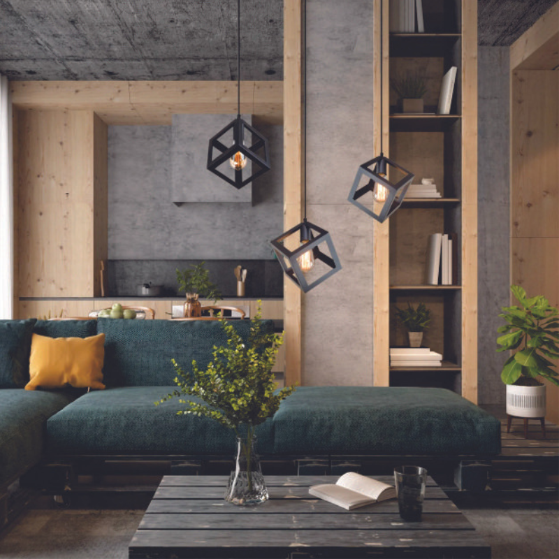 Rectangular Base 3 in 1 Cube Hanging Light