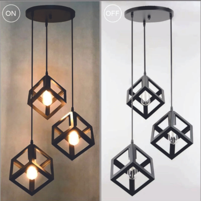 Triple Square Cube Hanging Light