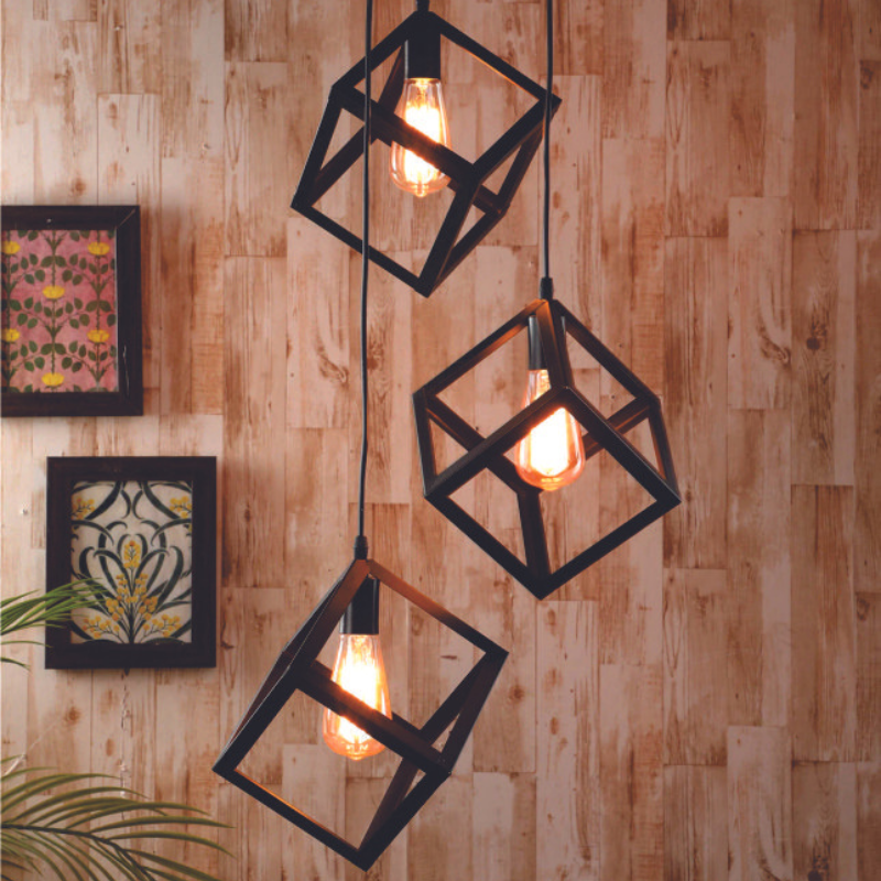 Triple Square Cube Hanging Light