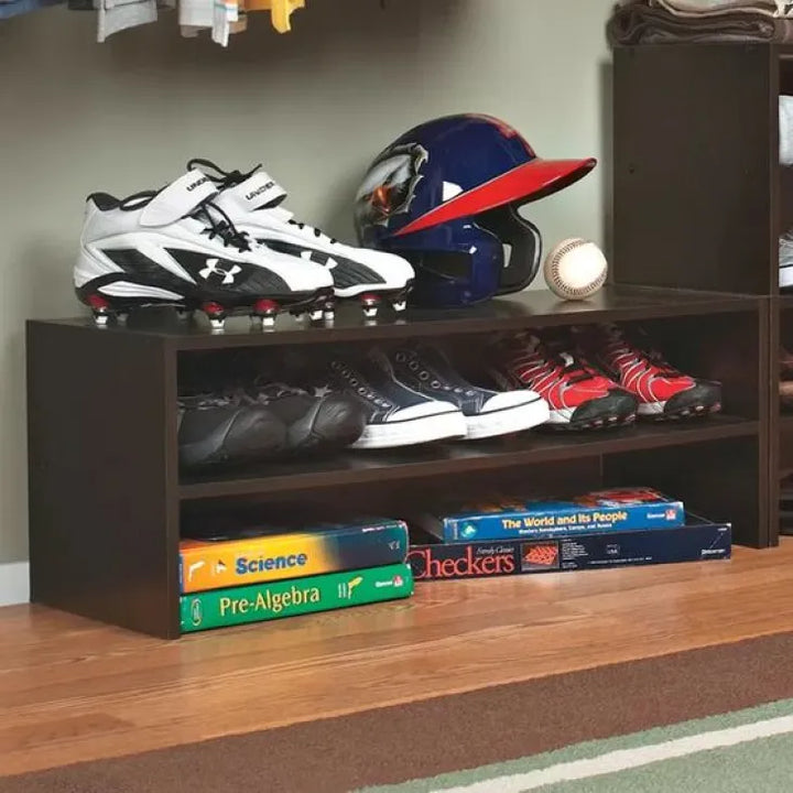 StackEase, the most affordable shoe rack with two sections for six shoes.