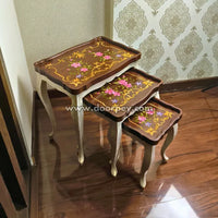Regal Flower Wooden Nesting Table