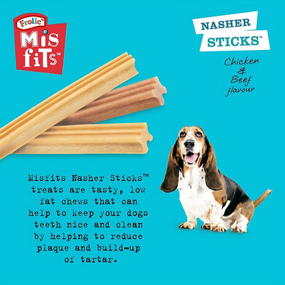 Frolic Misfits Nasher Sticks - Dog Treats for Medium Dogs - with Chicken and Beef - 175 g