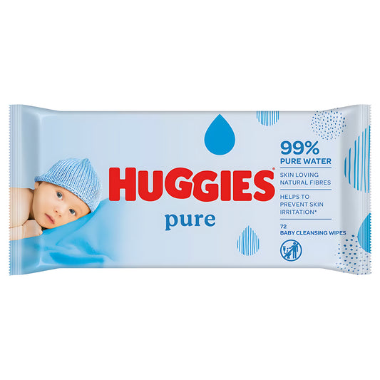 HUGGIES BABY WIPES PURE      -     2 x 72 PC  (imported from the UK)