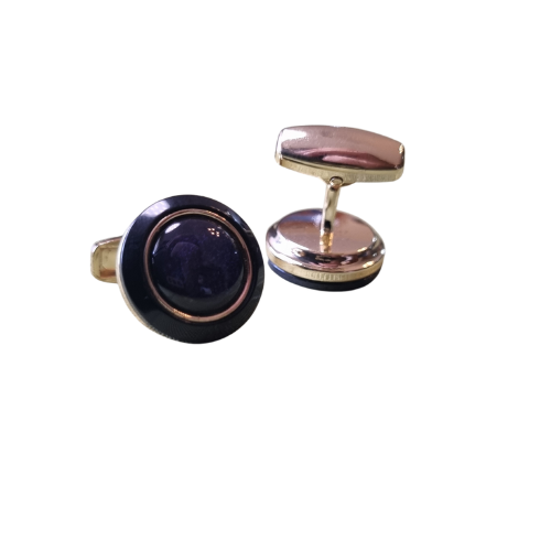 Royal Blue Men's Cufflinks with Gold Trim (Free Gift Box)