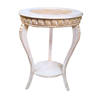 Classic White Cane- French End Table