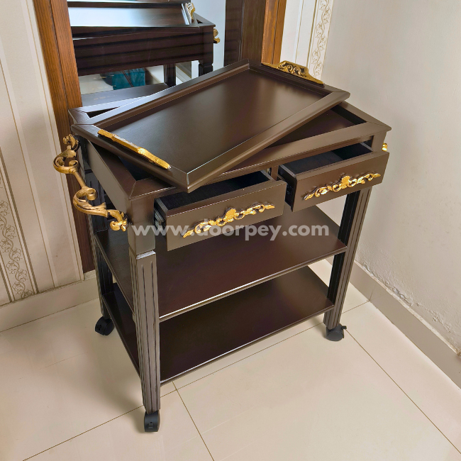Golden Grace Trolley - Removable Tray Top & Two Drawers