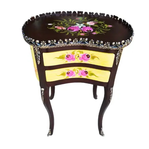 Solid Wood Kidney Table, Round Table and Accent Table available with free Cash on Delivery, home delivery nationwide. Best wooden table designs made from solid wood and adorned with metal trims, functional drawers for storage. Get the best price for wooden tables in Pakistan only on Doorpey.
