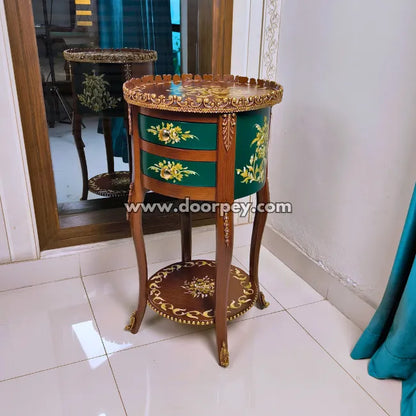 Leafy Green Round Wooden Table