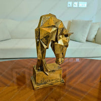 Majestic Apex Stallion resin sculpture with antique gold finish for luxury home decor styling