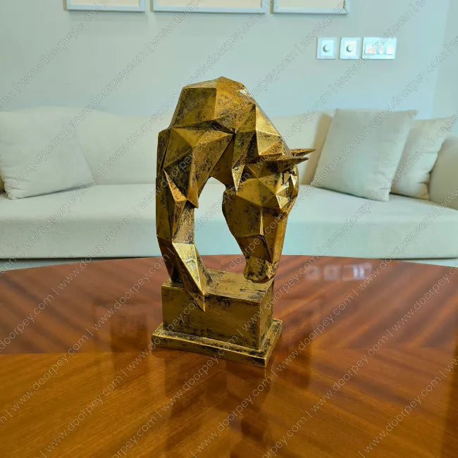 Apex Stallion resin sculpture with antique gold finish decorative horse figurine for home decor